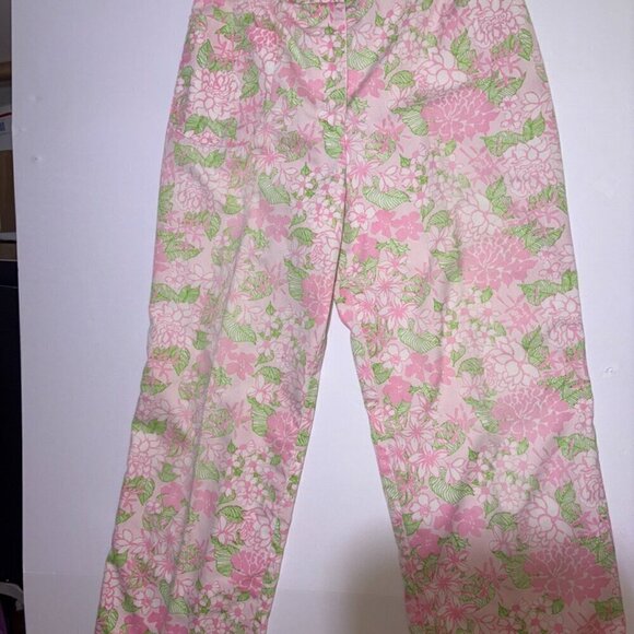 VINTAGE The Lilly Sportswear Division Lilly Pulitzer Trouser Pants Pink Green S - Picture 2 of 16